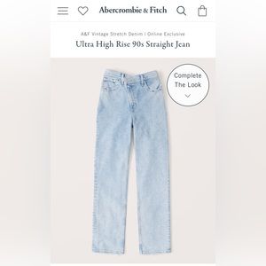 Abercombie blue 90s dad jean that crosses in front